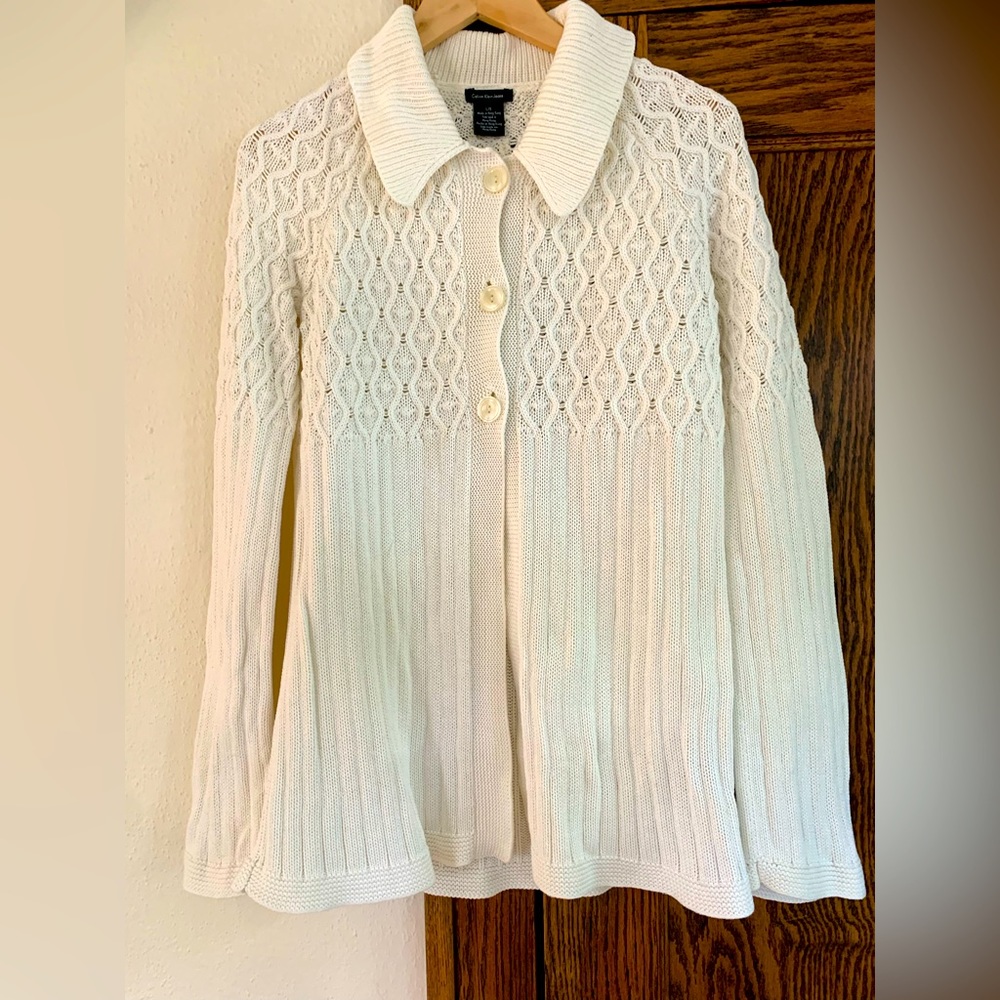 Ivory Calvin Klein vintage collared cardigan